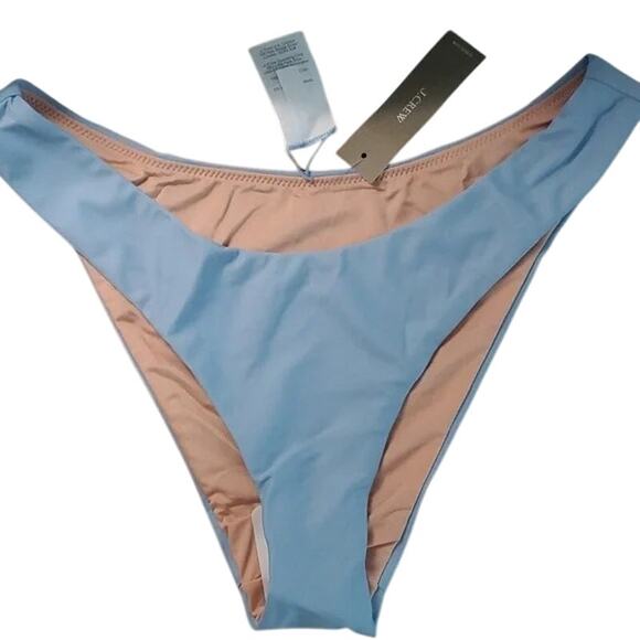 NWT J Crew Curved Waist Cheeky Bikini Bottom SPF 50 High Cut Leg S Mist Blue - Picture 6 of 14